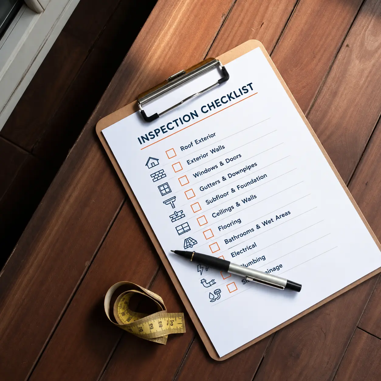 Building inspection checklist showing what a good report should cover