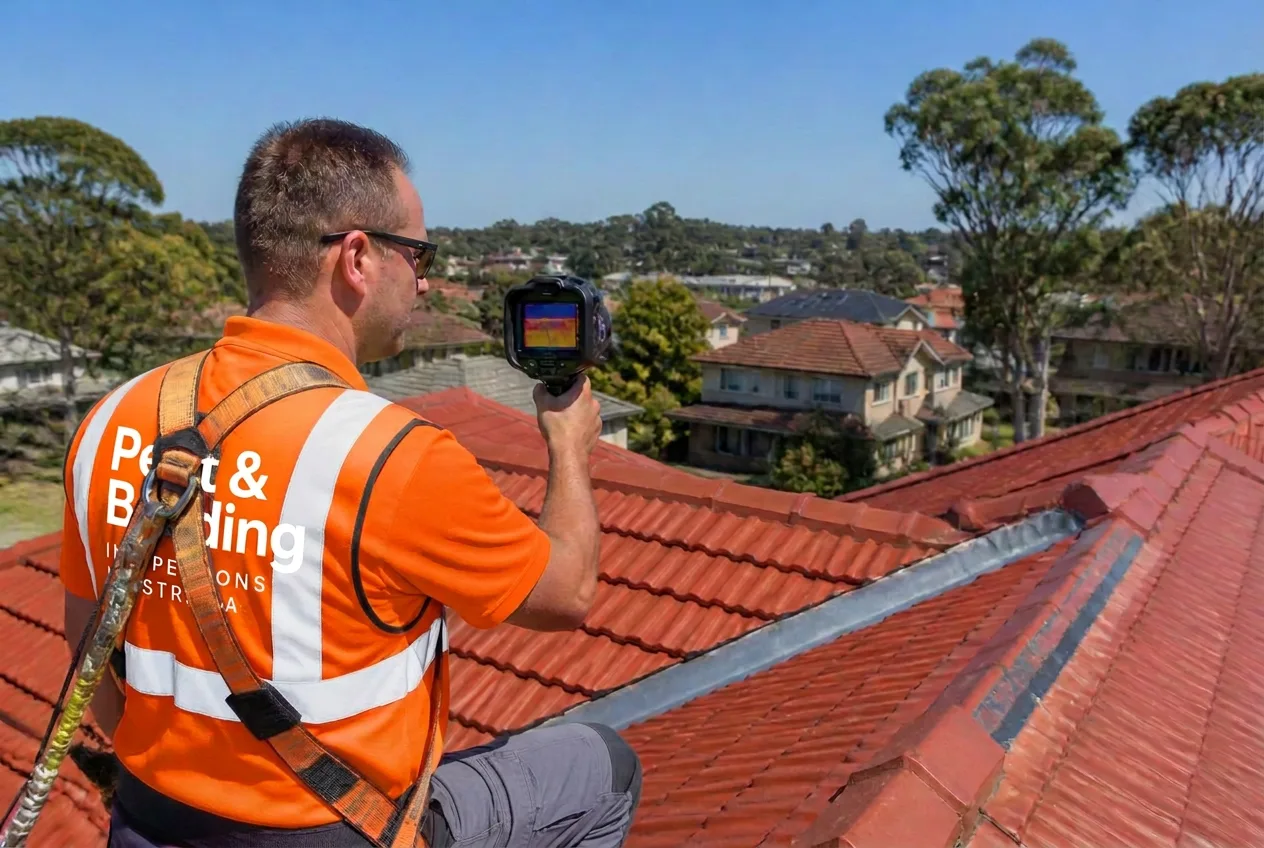 Thermal imaging across a Sydney tiled roof — spotting lifted tiles, cracked flashings and hidden moisture.
