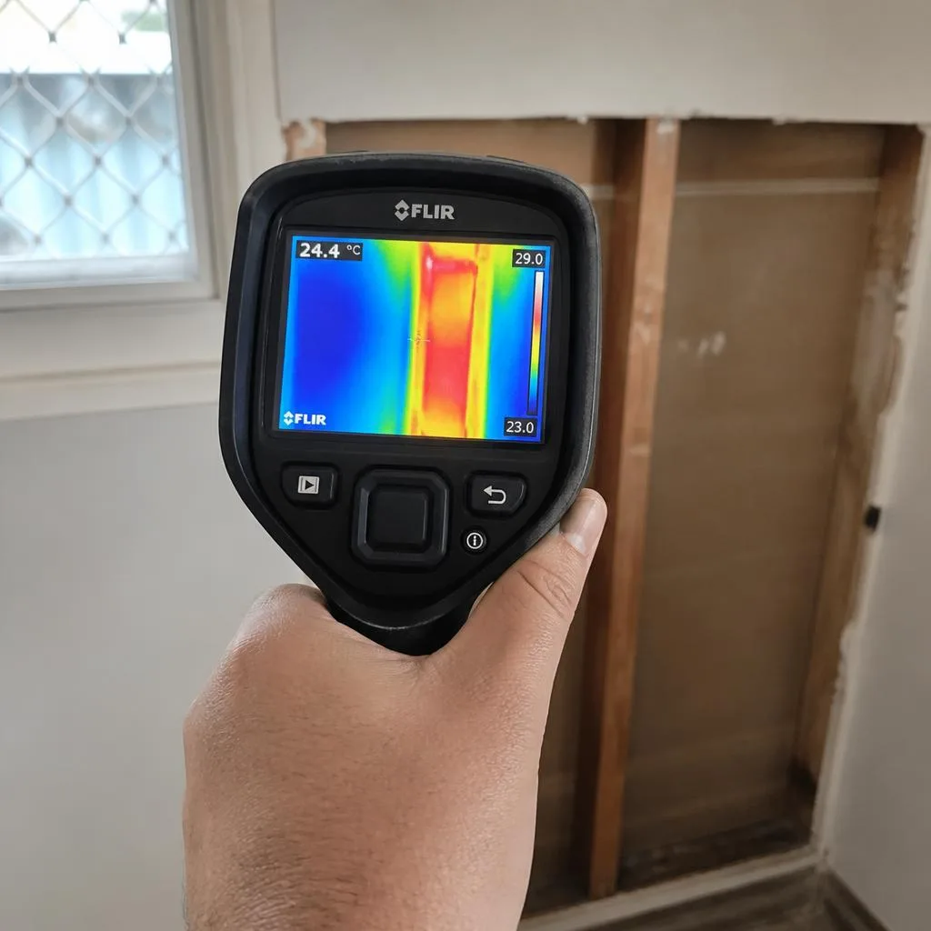 Thermal imaging on a wall cavity